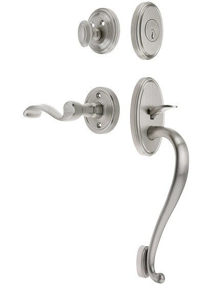 Georgetown Entry Lock Set in Satin Nickel Finish with Right-Handed Portofino Lever and